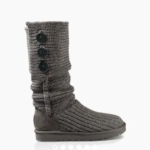 UGG Classic Cardy Sweater Boots Gray Buttons